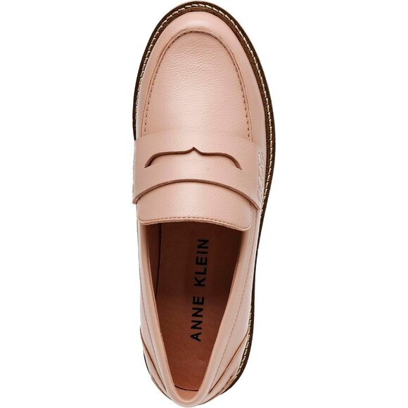 Anne Klein Womens Blush Rubber Low Chunky Heel Rounded Toe Emmylou Loafer Flat - Picture 5 of 7